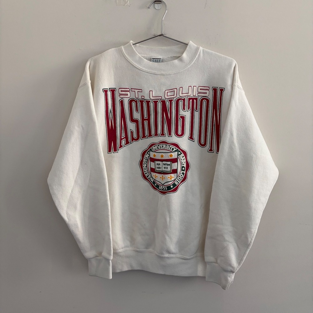 Vintage Galt Sand Washington University St Louis Sweatshirt White Large